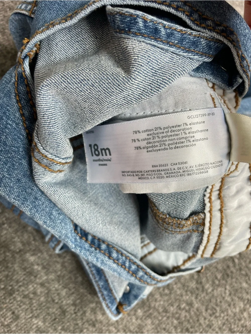 OshKosh B'Gosh Unisex 18M Classic Denim Overalls Adjustable Straps Snap